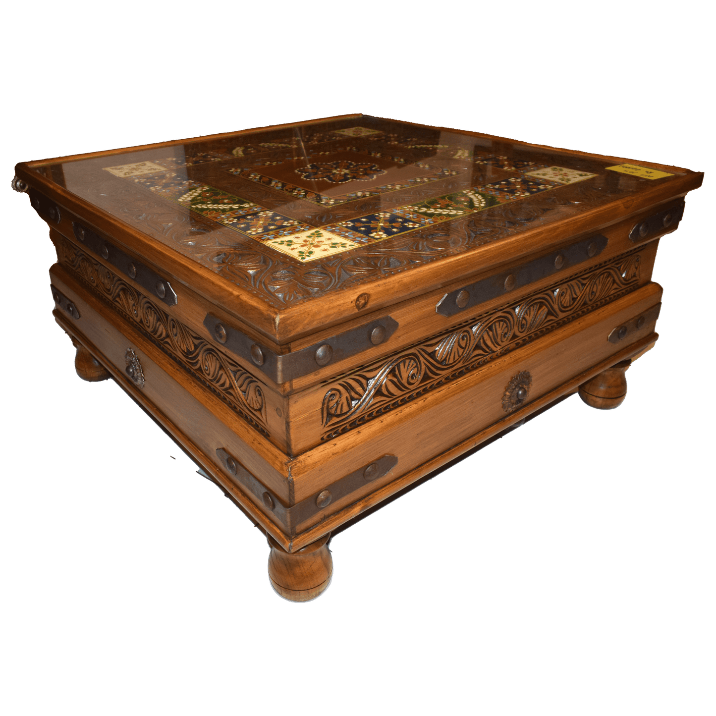 Swati Central Table Hand Carved, Hand Painted 3x3