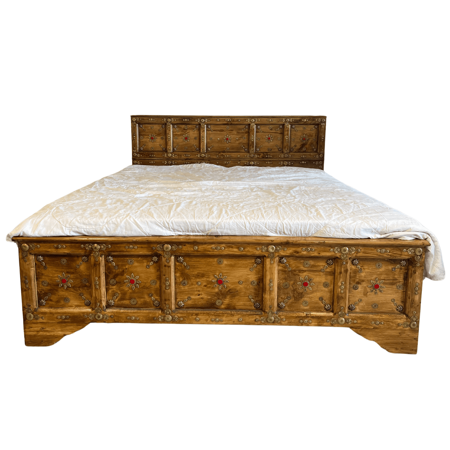 Swati Wooden Bed set Brass & Stone Work
