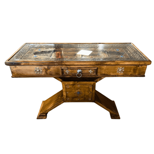 Hand Crafter Swati Lobby Console Brass and Stone Work on Wood