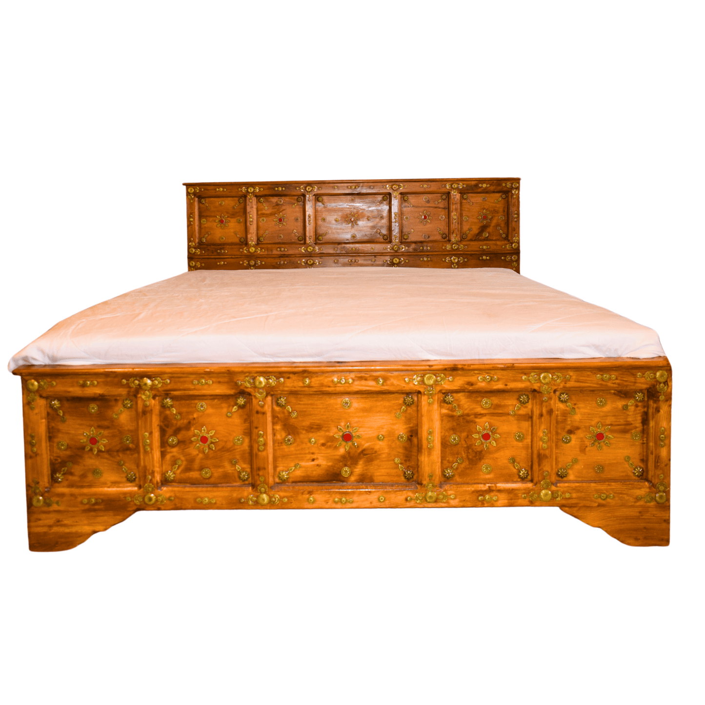 Swati Wooden Bed set Brass & Stone Work
